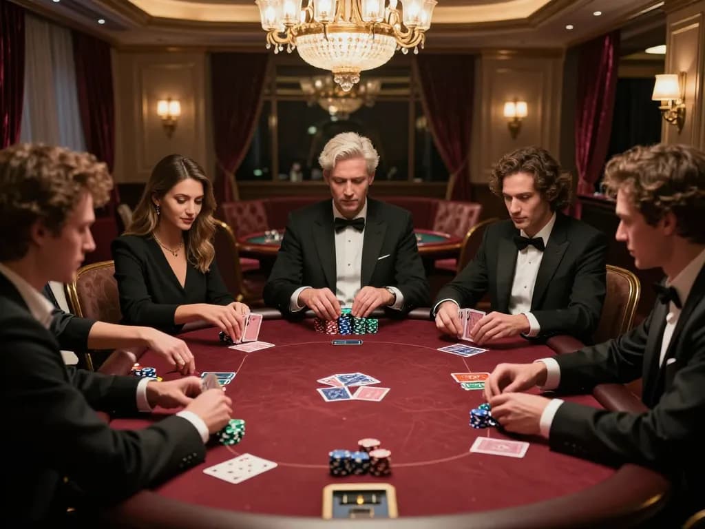 High-stakes poker action at a private game showcasing legge strategies in a luxurious casino setting.