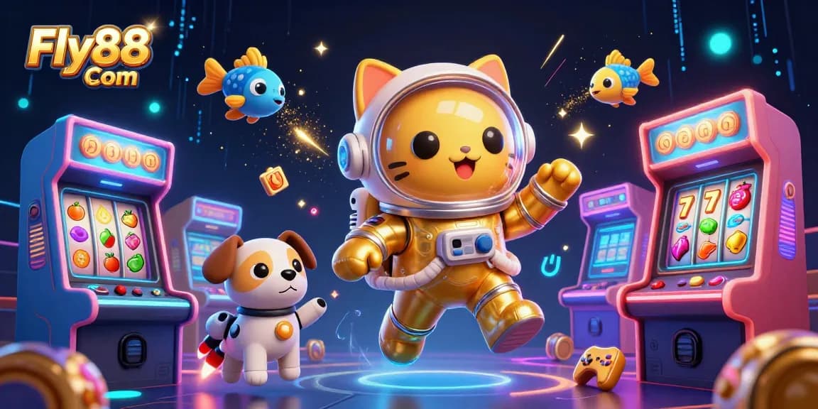 Experience high-energy gaming action with Fly88 Com's vibrant casino features and playful characters.