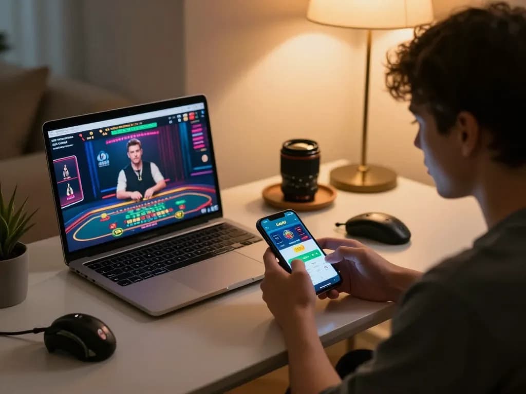 Engaging with the Luck8 casino app on a smartphone during an online gaming session