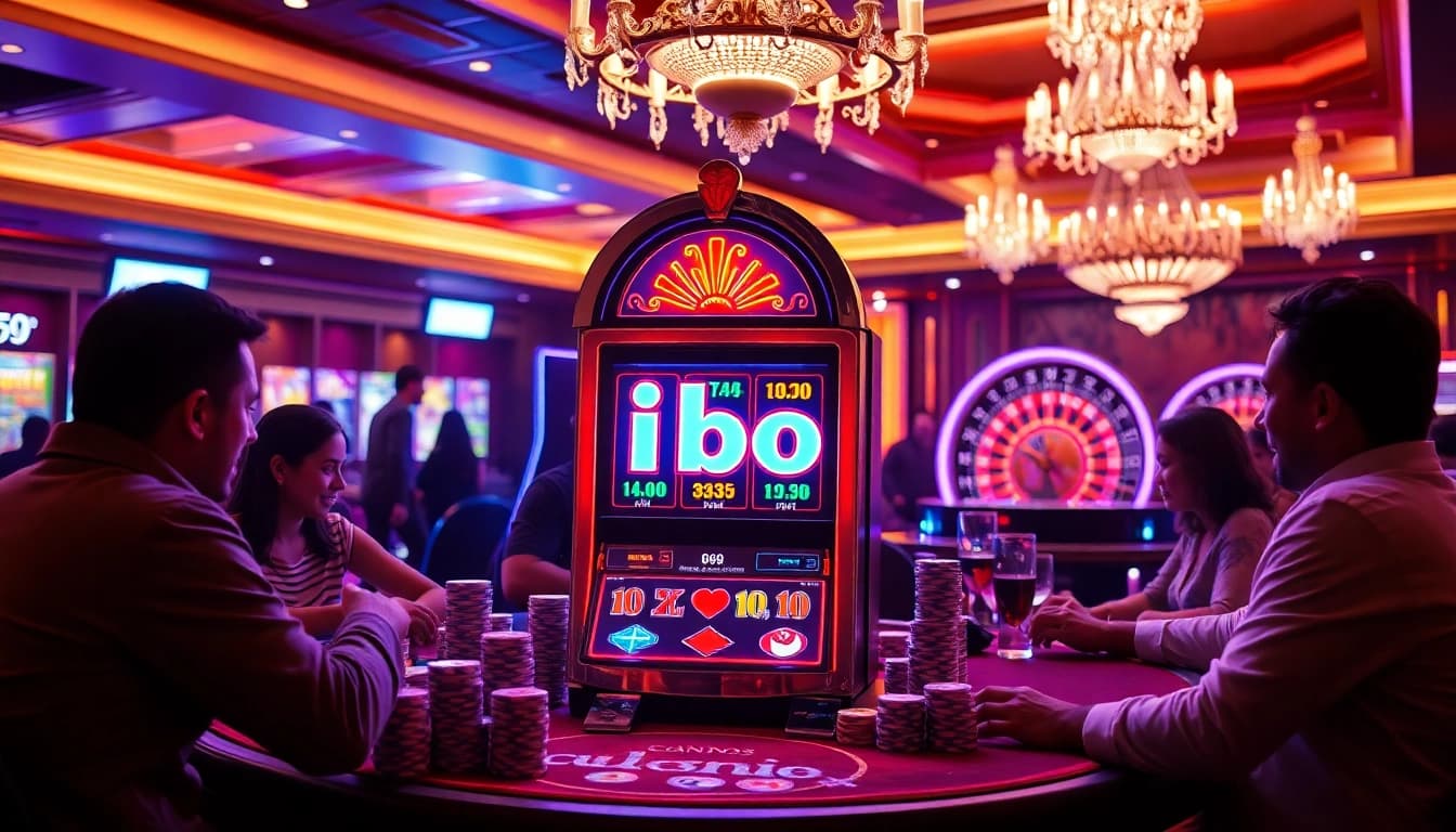 Play exciting games on the ibo slot machines surrounded by vibrant casino elements.