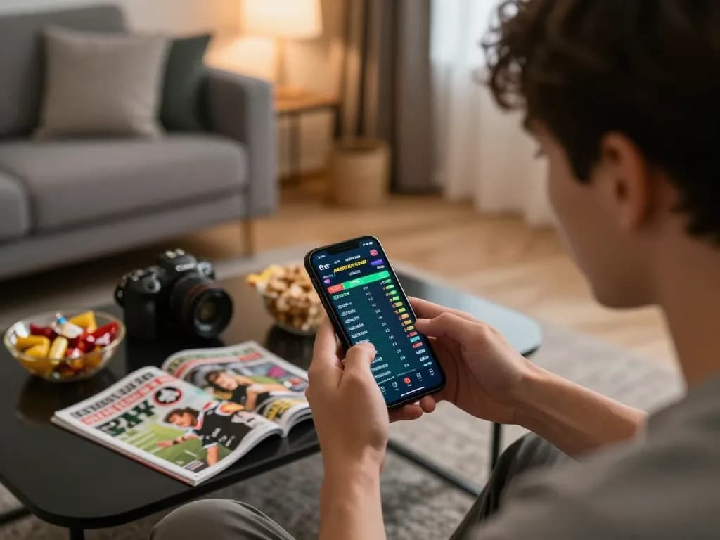 Betting action on sv66 website showing live sports odds on a smartphone in a cozy home setting