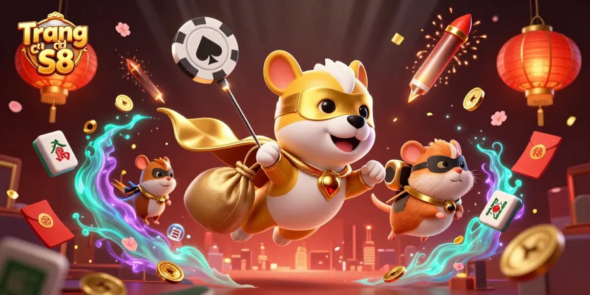 Win big with Trang Chủ S8's exciting gaming adventures featuring a superhero dog flying with gold!