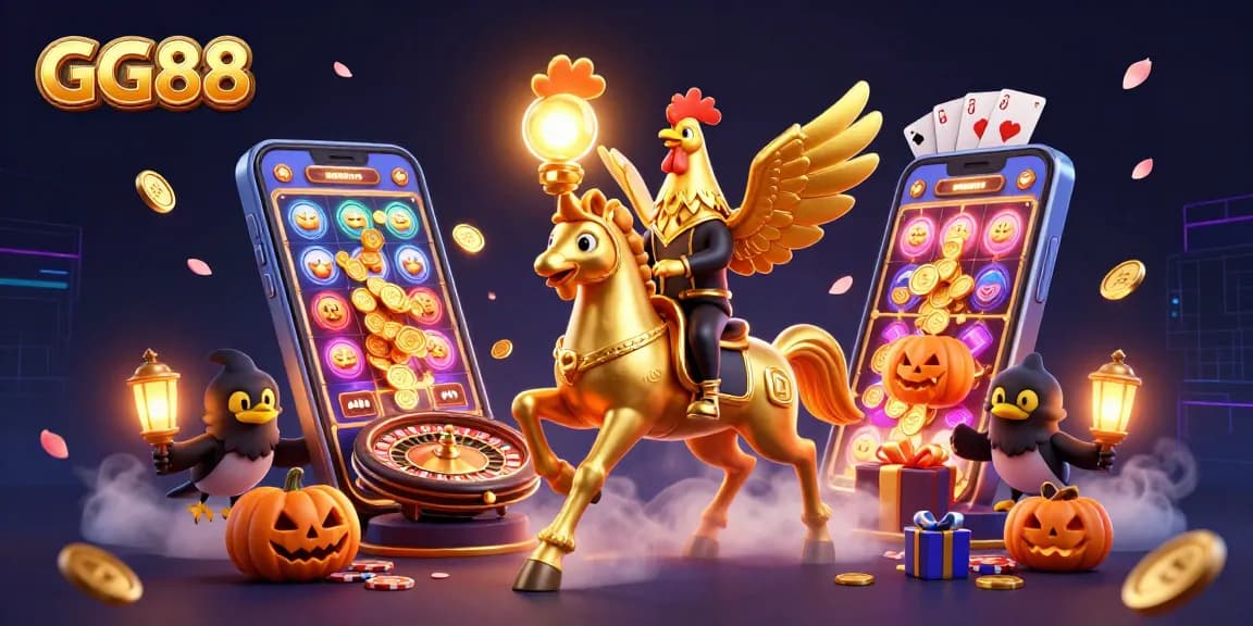 Enjoy GG88's vibrant casino adventure with golden rooster and animated games full of excitement!