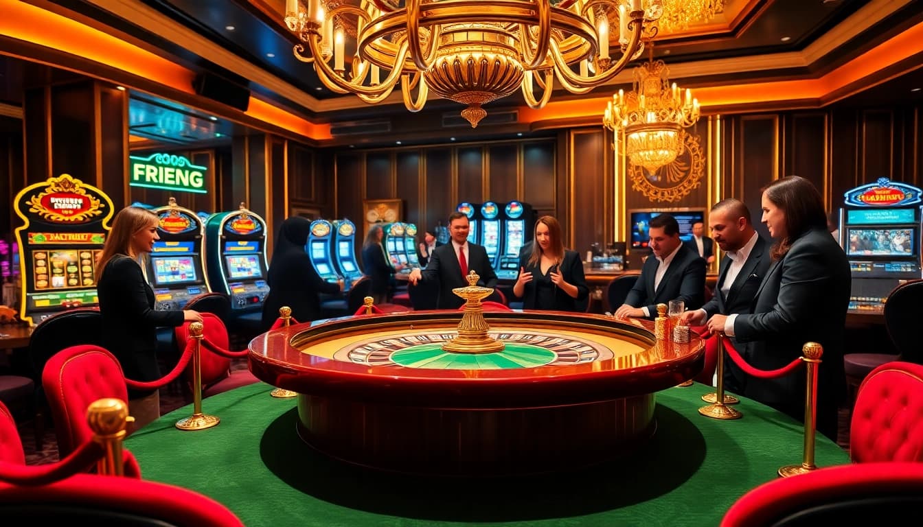 F168 players enjoying an exciting game of roulette in a luxurious casino setting.