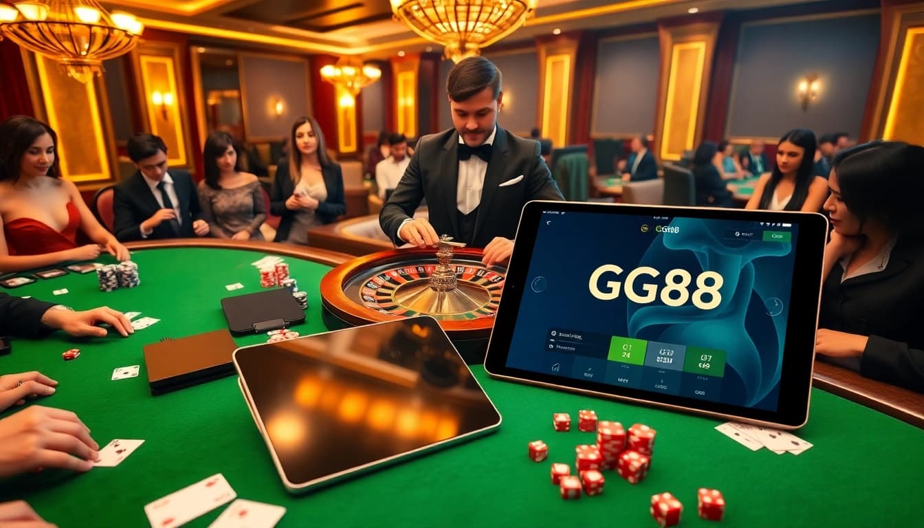 Players engaging with GG88's seamless online gambling experience at a professional casino.