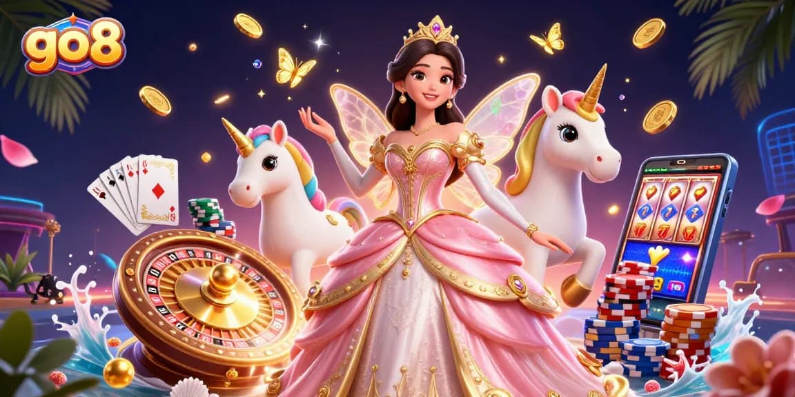 Join the go8 gaming experience with vibrant action featuring a glamorous woman and dazzling casino elements.