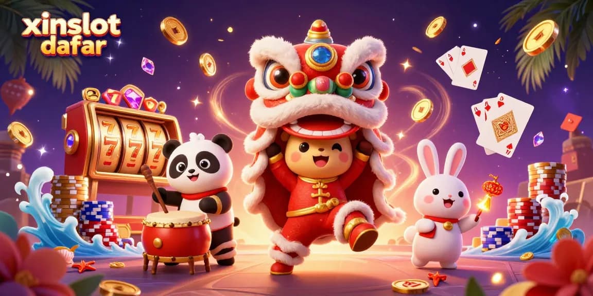 Experience the excitement of xinslot daftar with animated casino elements and vibrant characters.