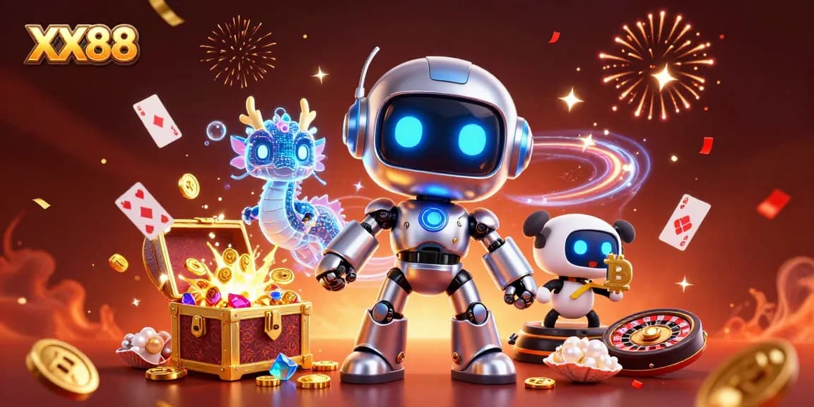 Experience thrilling adventures with XX88, featuring a cyberpunk robot and gaming elements!