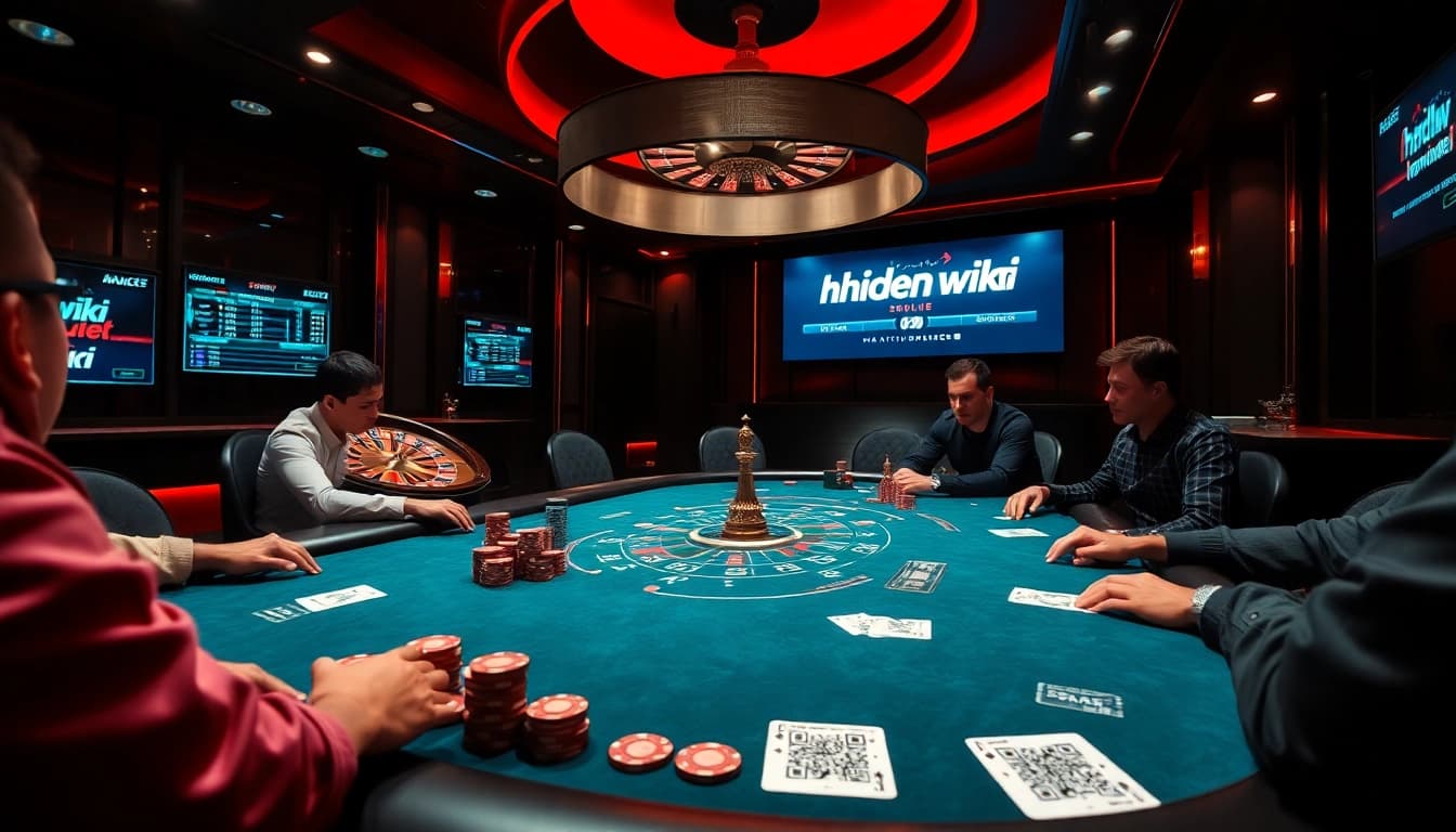 High-stakes poker action at a luxury casino highlighting hidden wiki resources for gamblers
