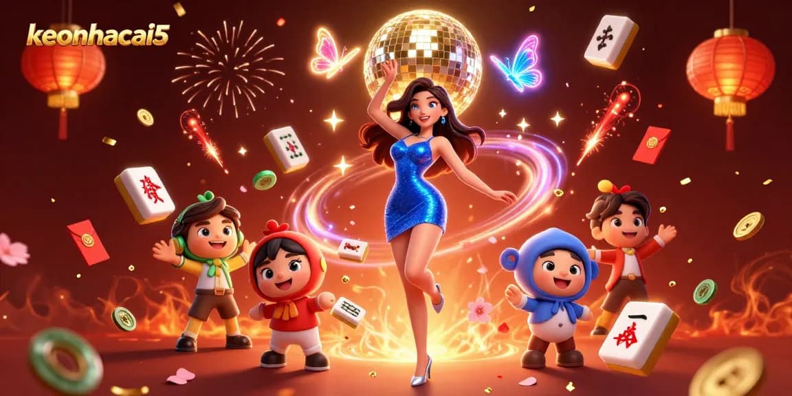 Engage with keonhacai5 and experience the vibrant energy of online betting amidst fireworks and glowing symbols.