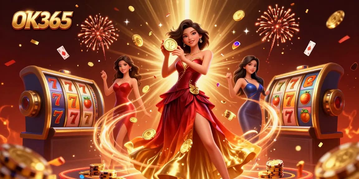 Experience thrilling gameplay and excitement with OK365's slot reels and casino elements.
