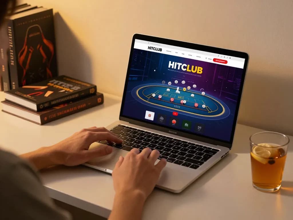Engaging with HITCLUB web through a stylish gaming setup for online casino play