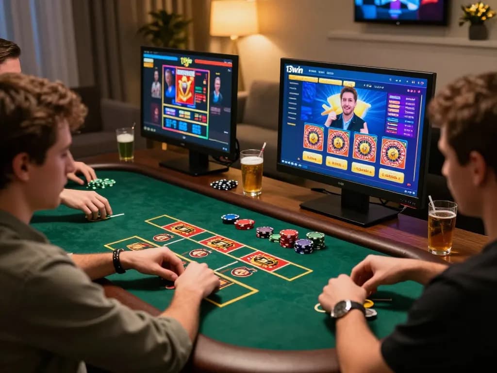 Engaging online gaming experience on 13win, showcasing players immersed in various casino games.