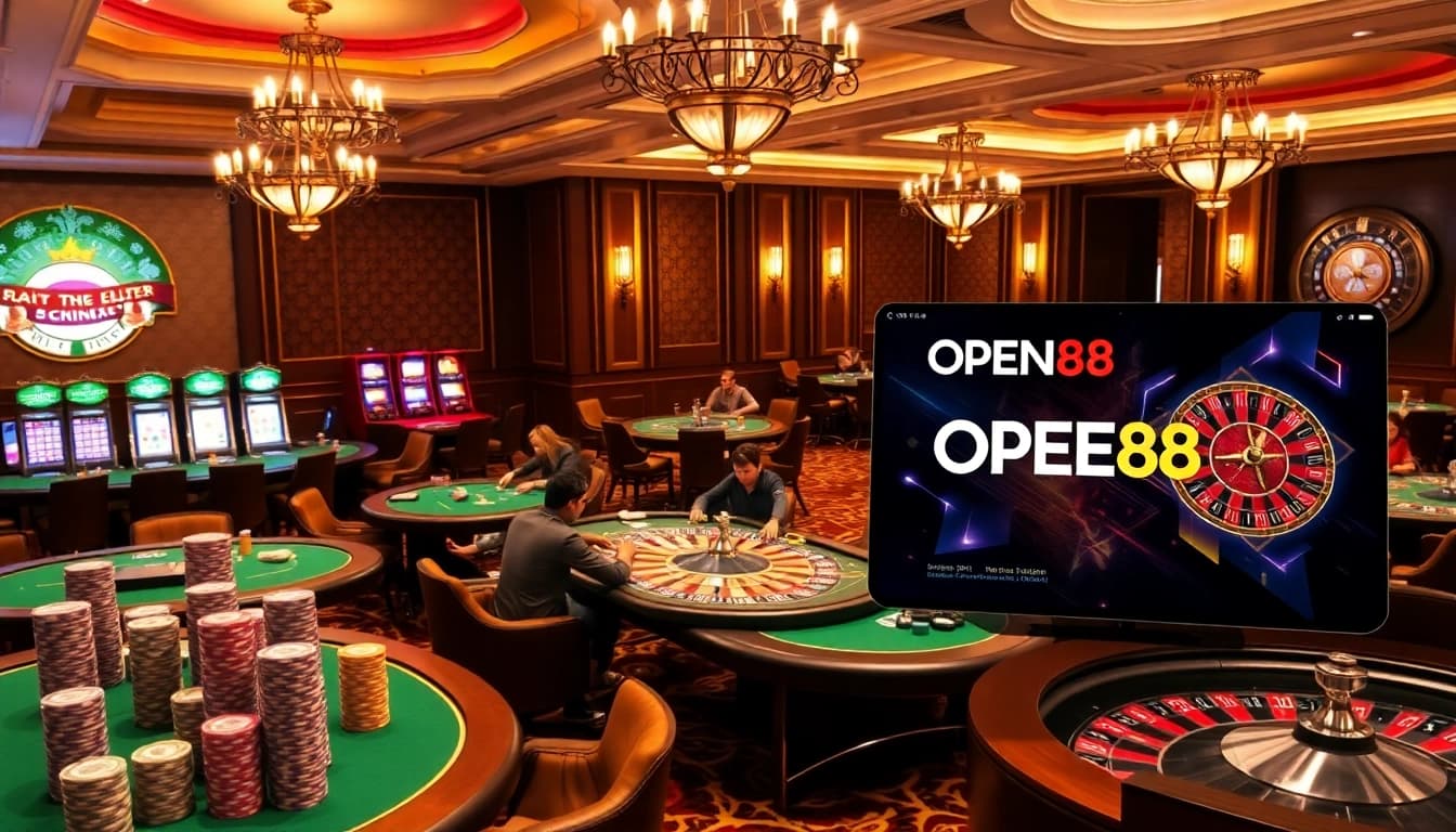 Experience the excitement of OPEN88 gaming with live poker tables and vibrant casino atmosphere.