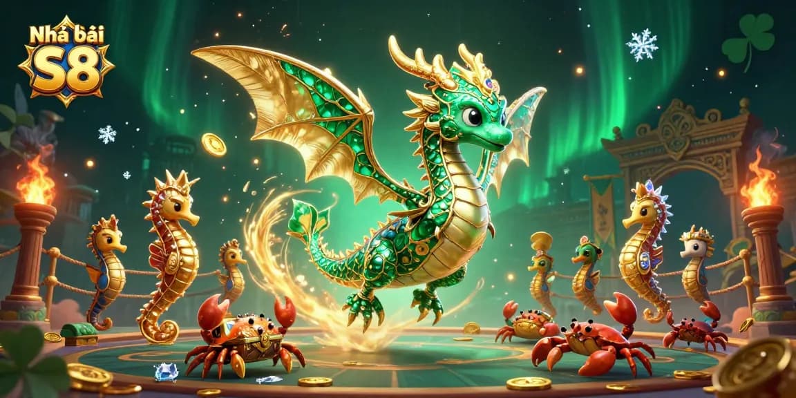 Engage in exciting adventures at Nhà cái S8 with a vibrant 3D casino scene featuring animated characters.