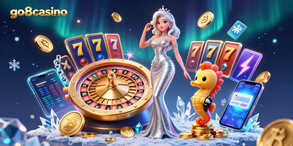 Win thrilling games at go8casino with vibrant slot reels and golden roulette highlights
