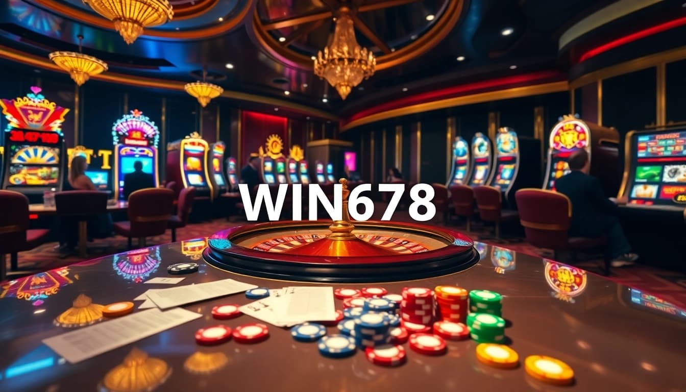 BET on exciting games at WIN678 with vibrant slot machines and roulette tables.