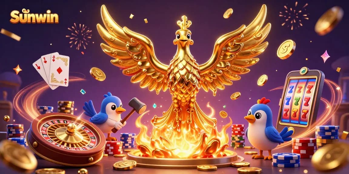 Experience thrilling wins with Sunwin's vibrant 3D casino scene packed with excitement and action