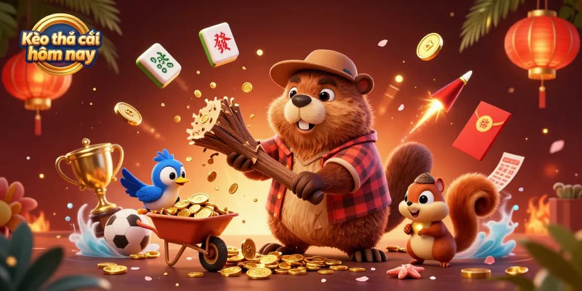Bet on Kèo nhà cái hôm nay with vibrant sports elements and characters in a busy casino scene