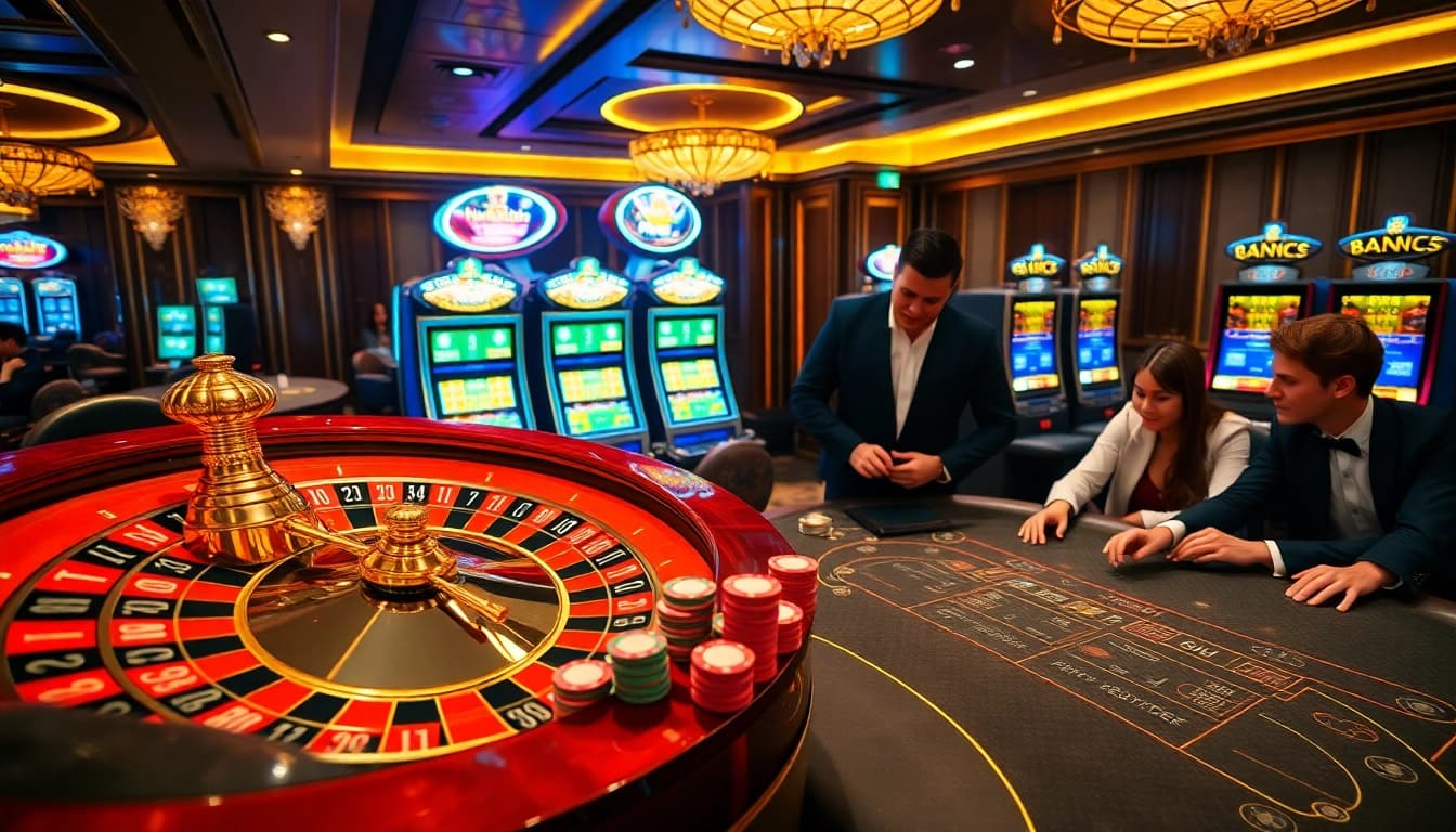 Experience the electrifying gaming environment at mm88.dance with vibrant casino tables and thrilling action.
