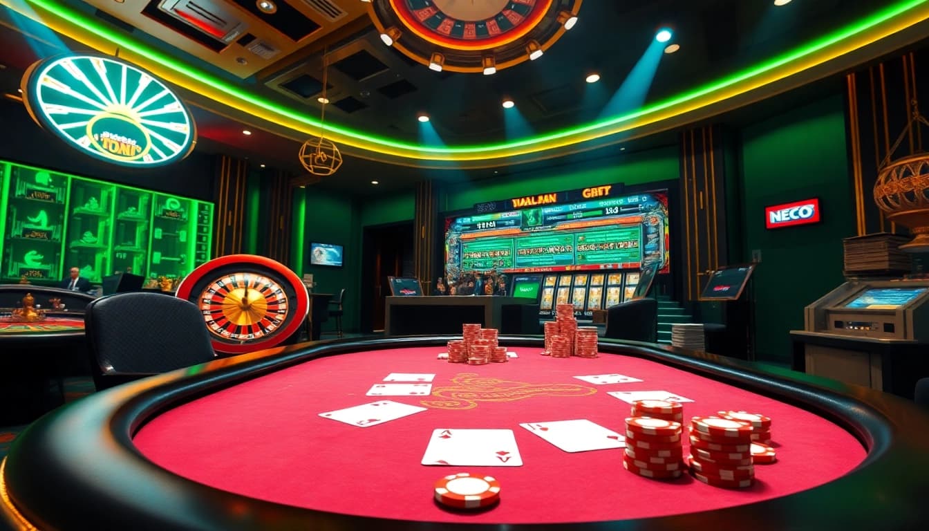 Players enjoying thrilling games at MMOO online casino with vibrant tables and exciting actions.