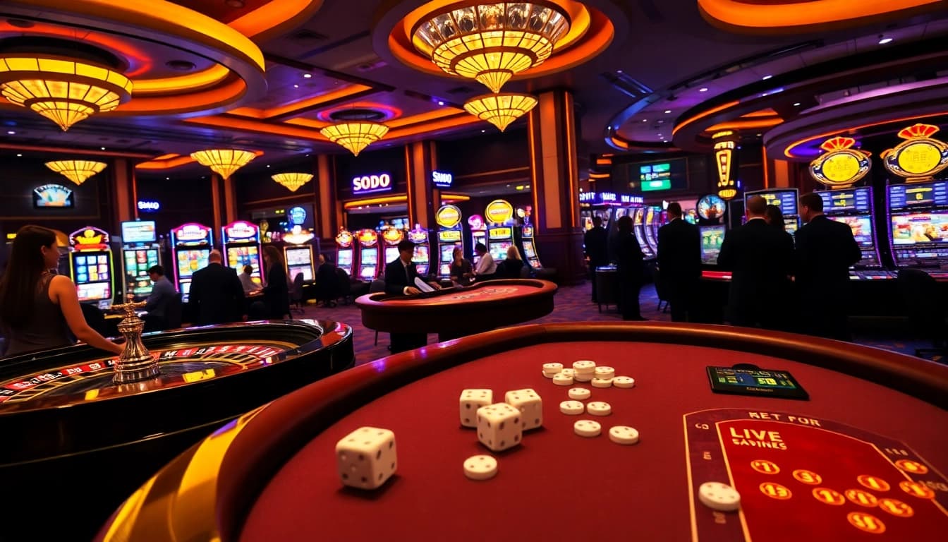 SODO Casino players enjoy high-stakes betting at a lavish gaming table.