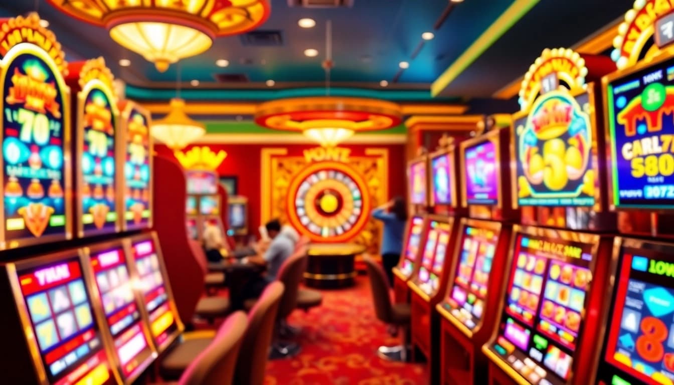 Engaging gamblers at a vibrant slot machine, showcasing the excitement of slot gacor.