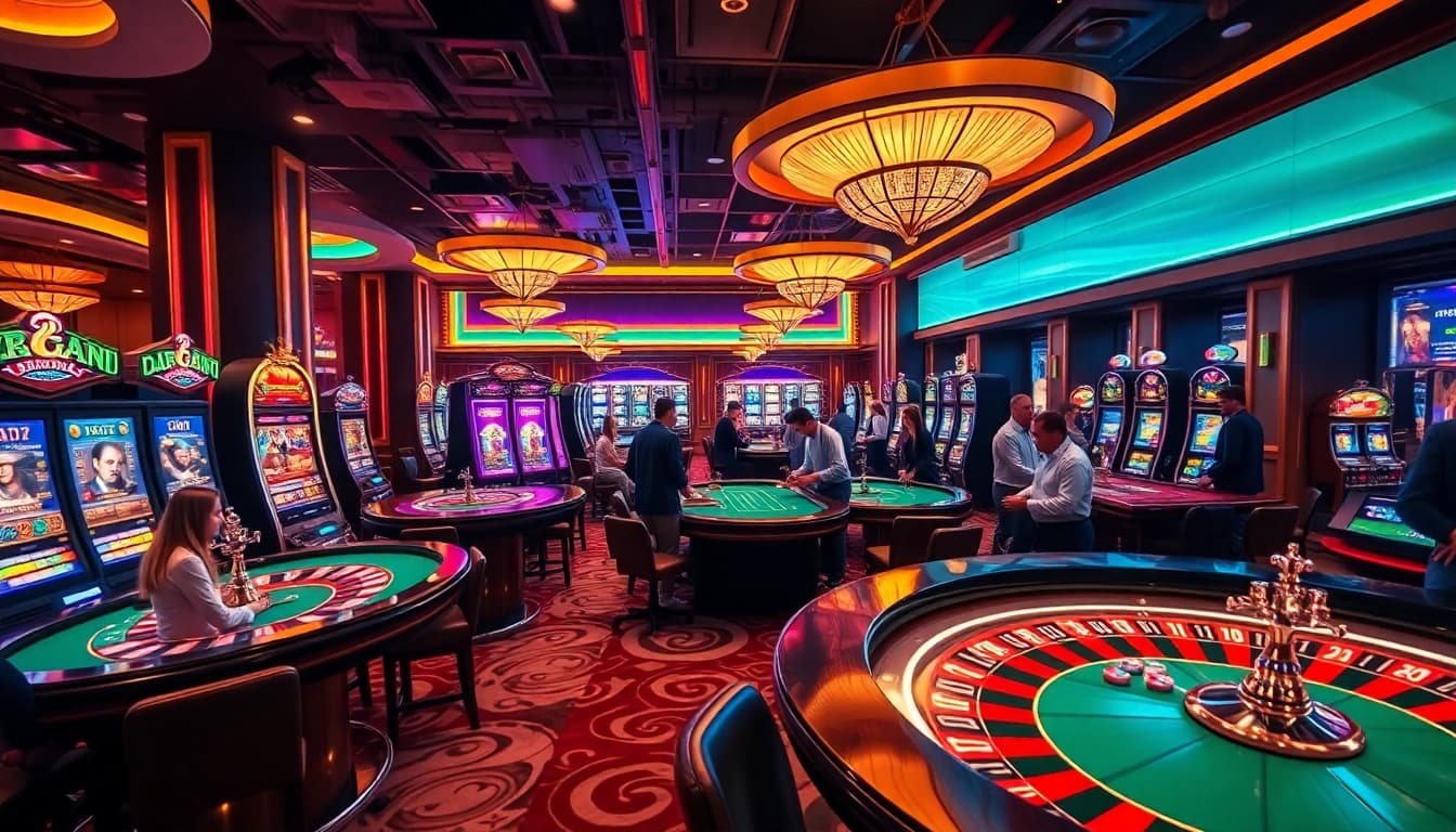Engage in thrilling gambling experiences at go 8 with vibrant casino tables and slot machines.