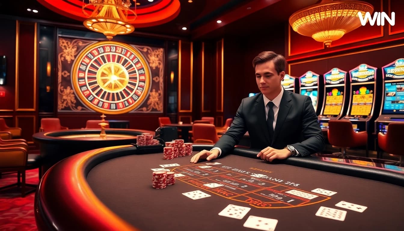 Players enjoying high-stakes games at nhà cái 58WIN's elegant online casino.