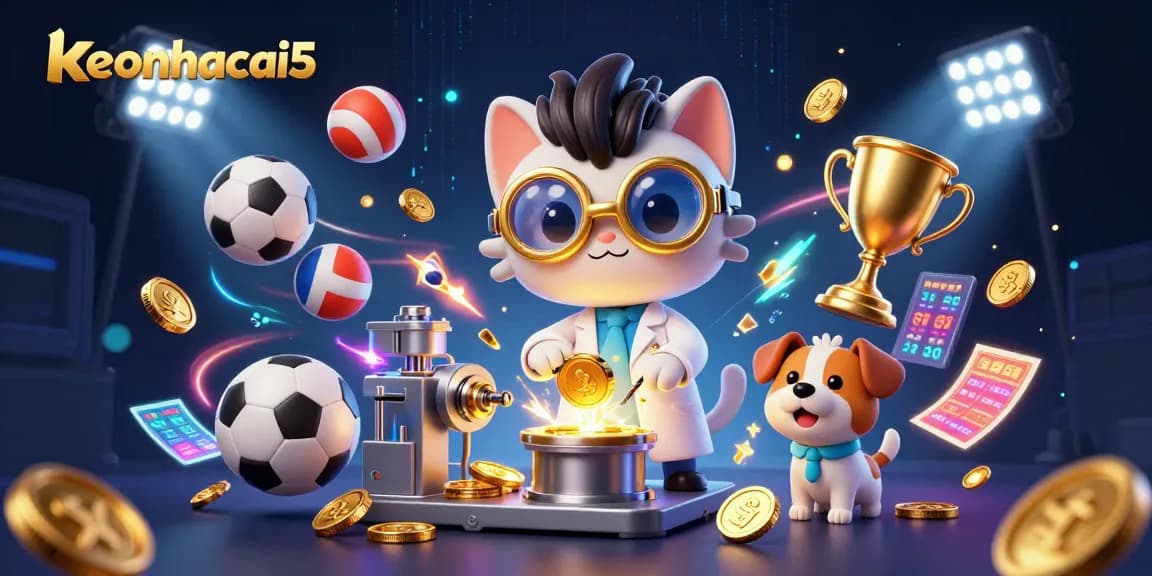 Engage with keonhacai5's exciting sports betting atmosphere, featuring vibrant characters and dynamic elements.