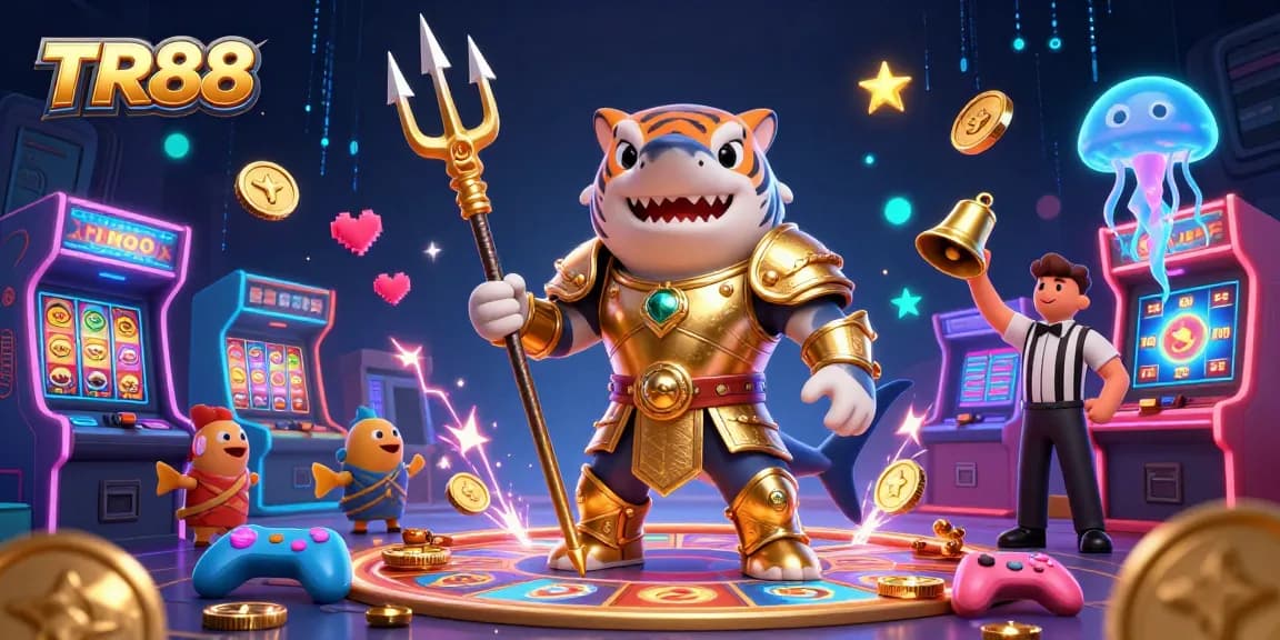 Experience the excitement of TR88 with a thrilling underwater casino scene filled with dynamic characters and vibrant elements.