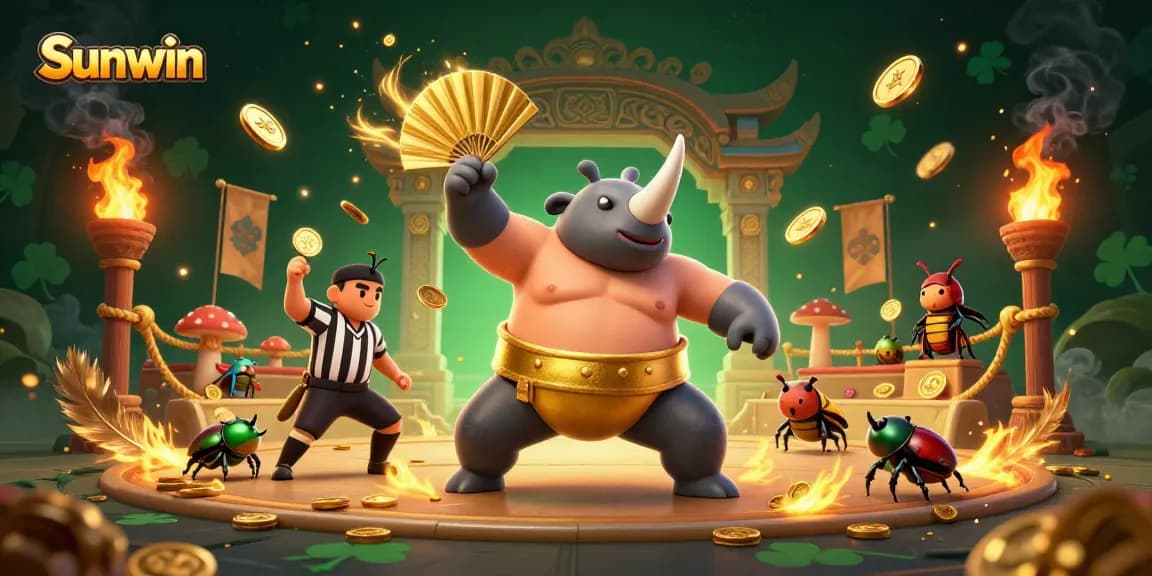 Experience the thrilling challenge of Sunwin as the beetle sumo champion stomps and coins fly!