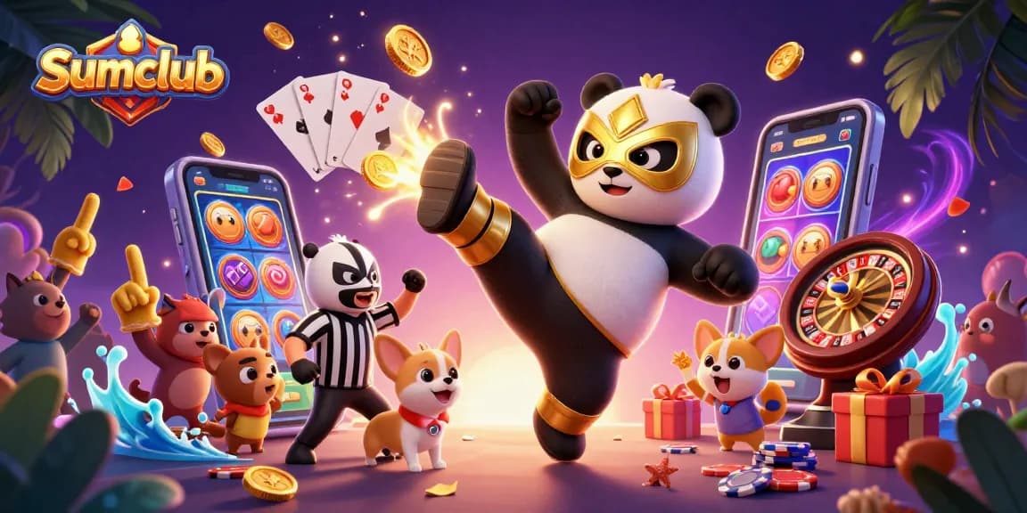 Experience Sumclub's exciting games with dynamic characters and casino elements in vibrant action.