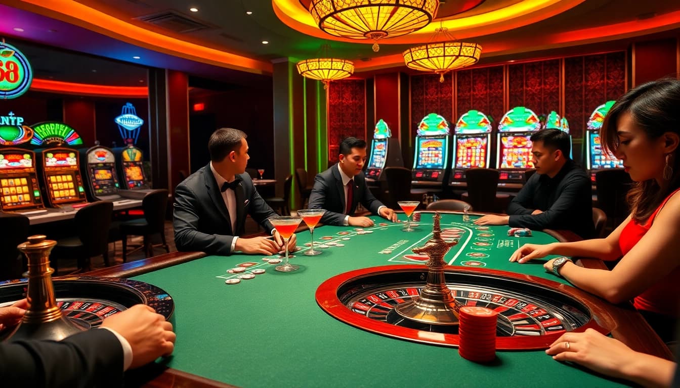 Experience high-stakes gaming at https://tg88.cafe/, featuring vibrant slot machines and intense poker action.