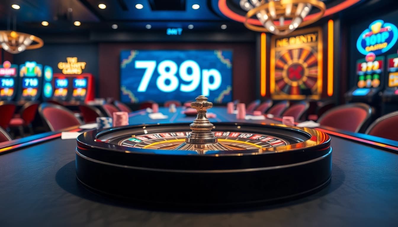 Casino scene featuring luxury gambling elements and poker chips related to 789p.