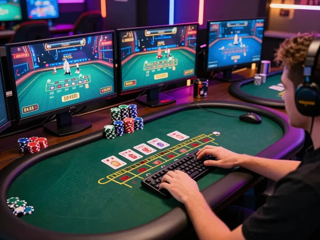 Player at 123B engaging in live dealer blackjack session on a modern gaming setup