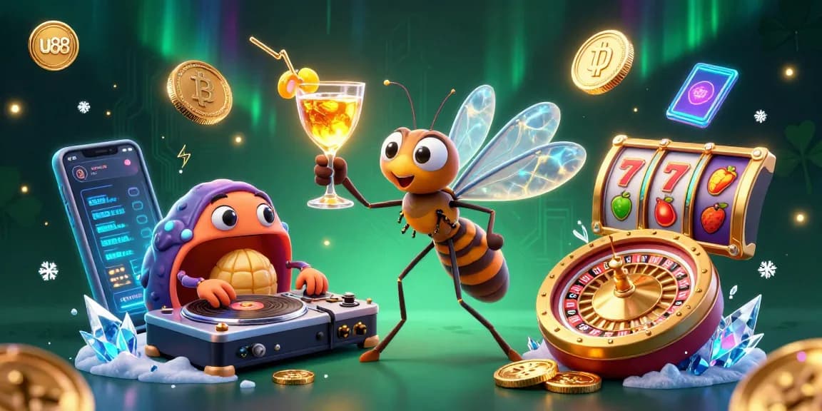 Play with uu88's vibrant casino atmosphere featuring unique 3D characters and crypto elements.