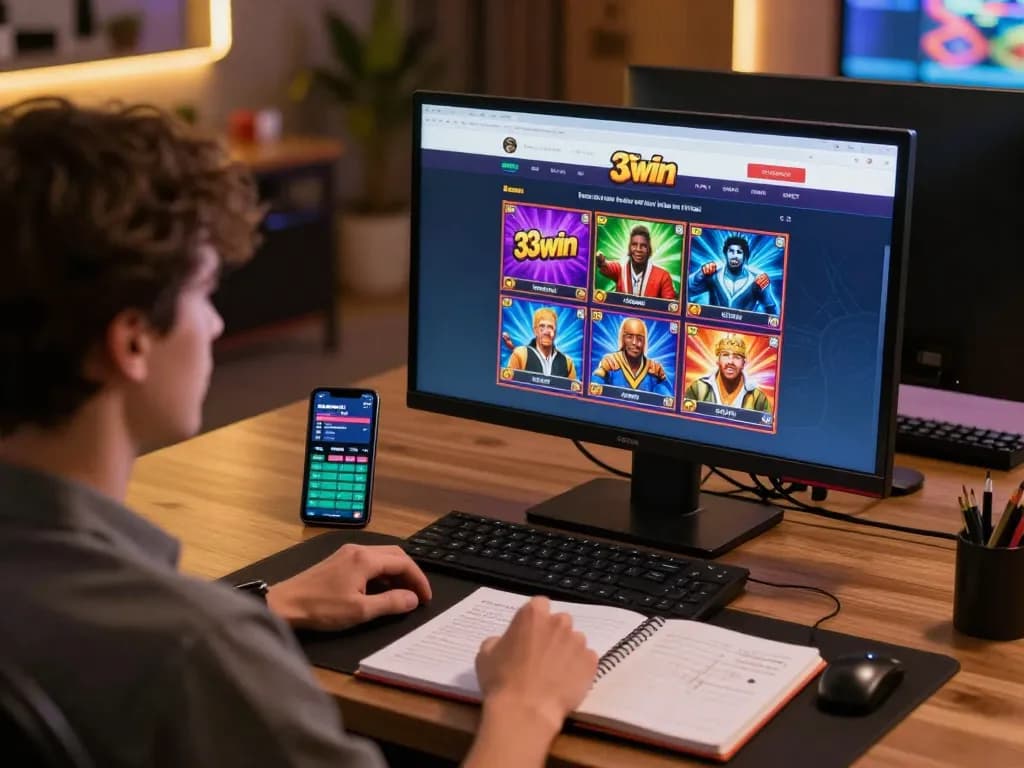 Engaging online casino gameplay on 33win platform with colorful display and strategy notes.