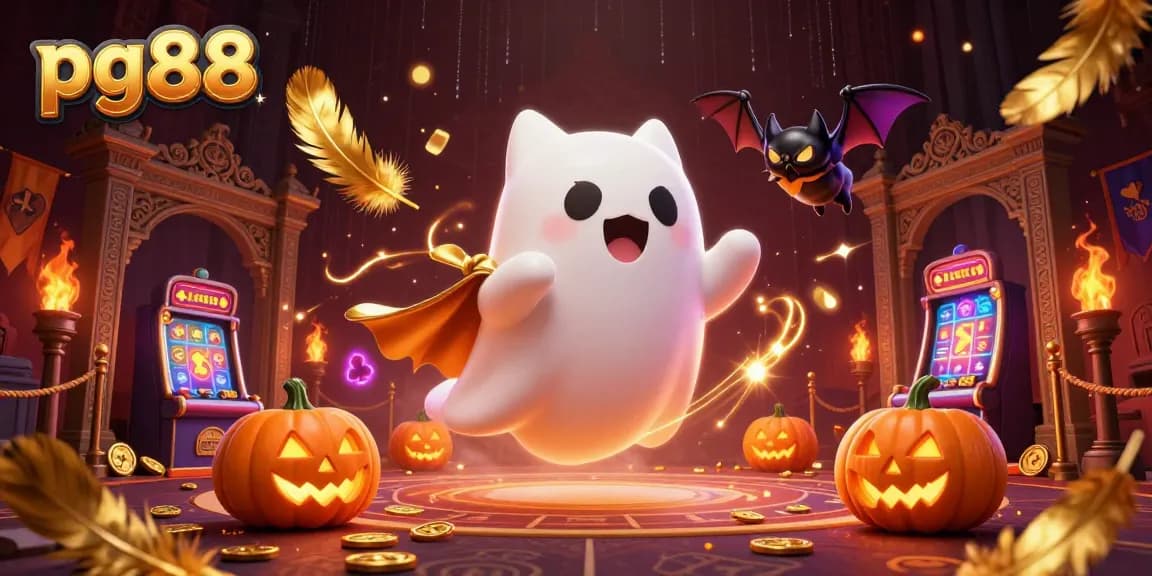 Win big with pg88 in this lively haunted casino scene featuring engaging characters and vibrant elements.