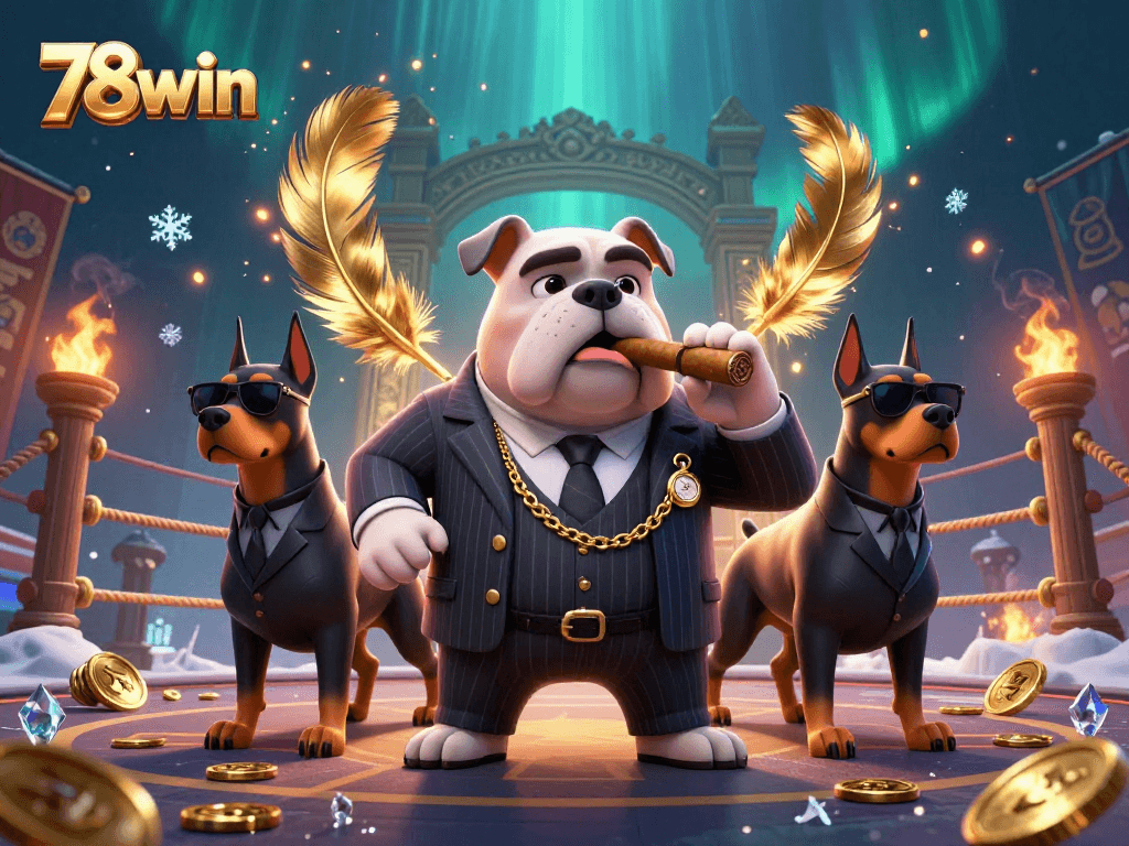 Experience thrilling action at 78win with mafia-style characters amidst vibrant casino elements.
