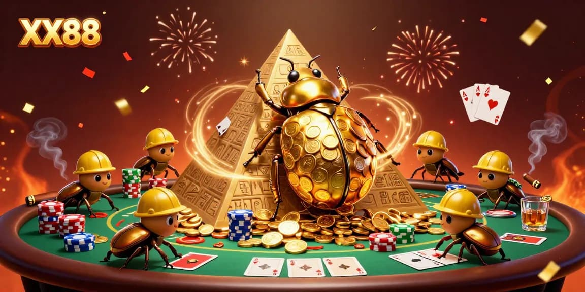 Experience the excitement of XX88 as cartoon beetles unite to roll a jackpot of coins!