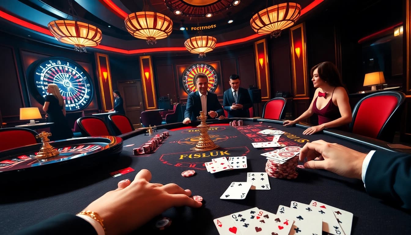 Engage in thrilling gameplay at https://vin88zone.club/ with vibrant casino scenes showcasing roulette and poker.
