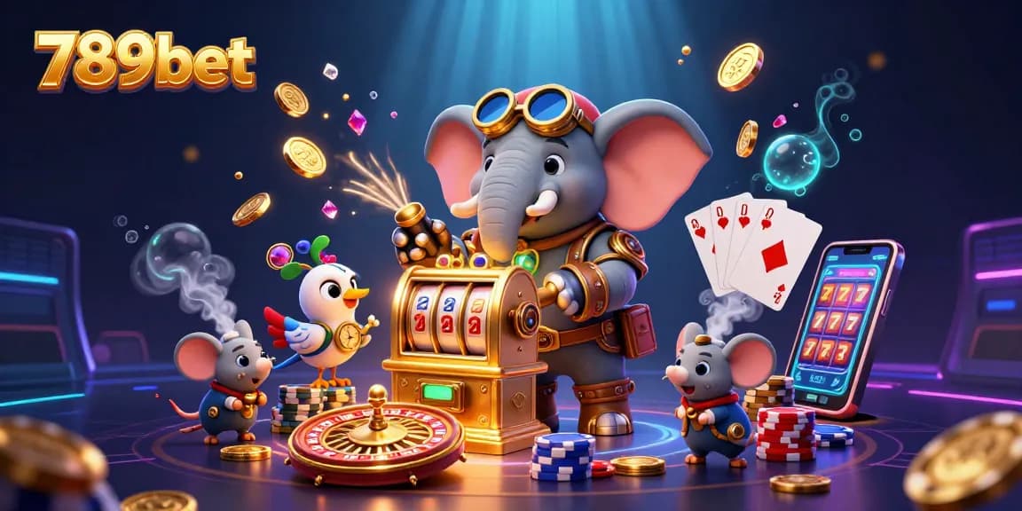 Engage with 789bet by spinning slots and winning with vibrant casino elements in a dynamic scene.