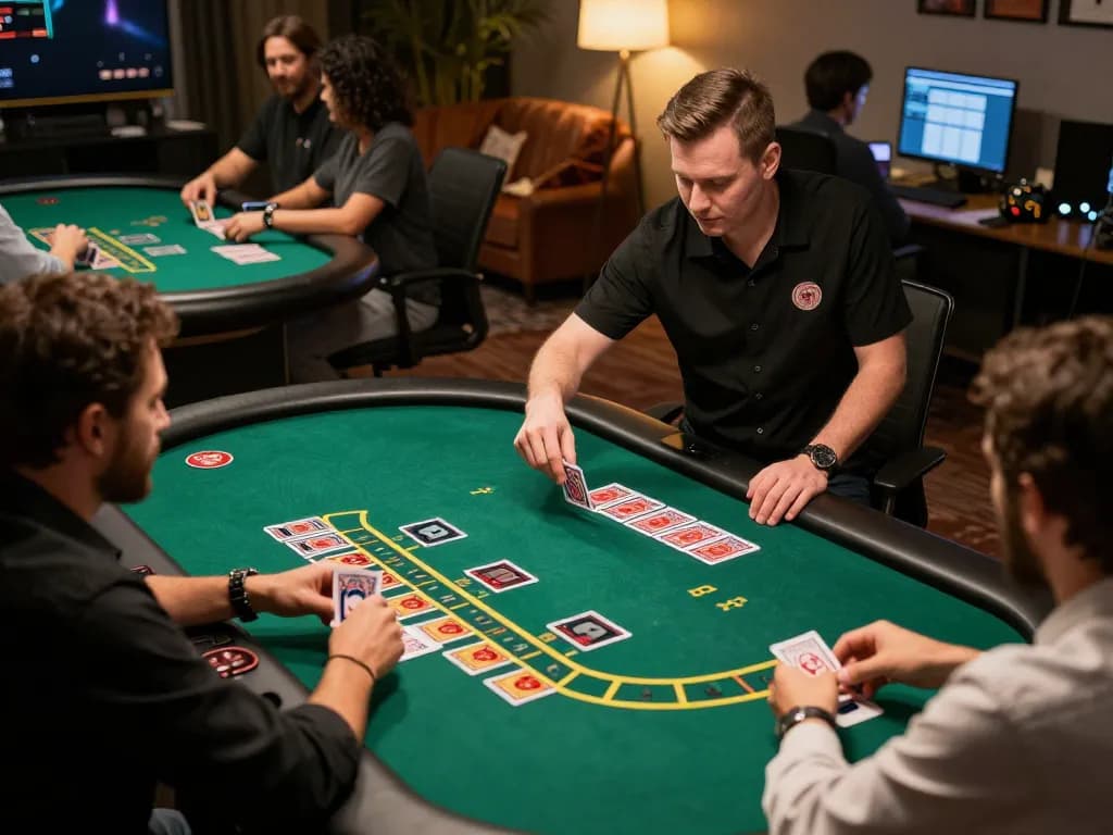 79KING players enjoying a thrilling online blackjack game with strategic play and vibrant graphics