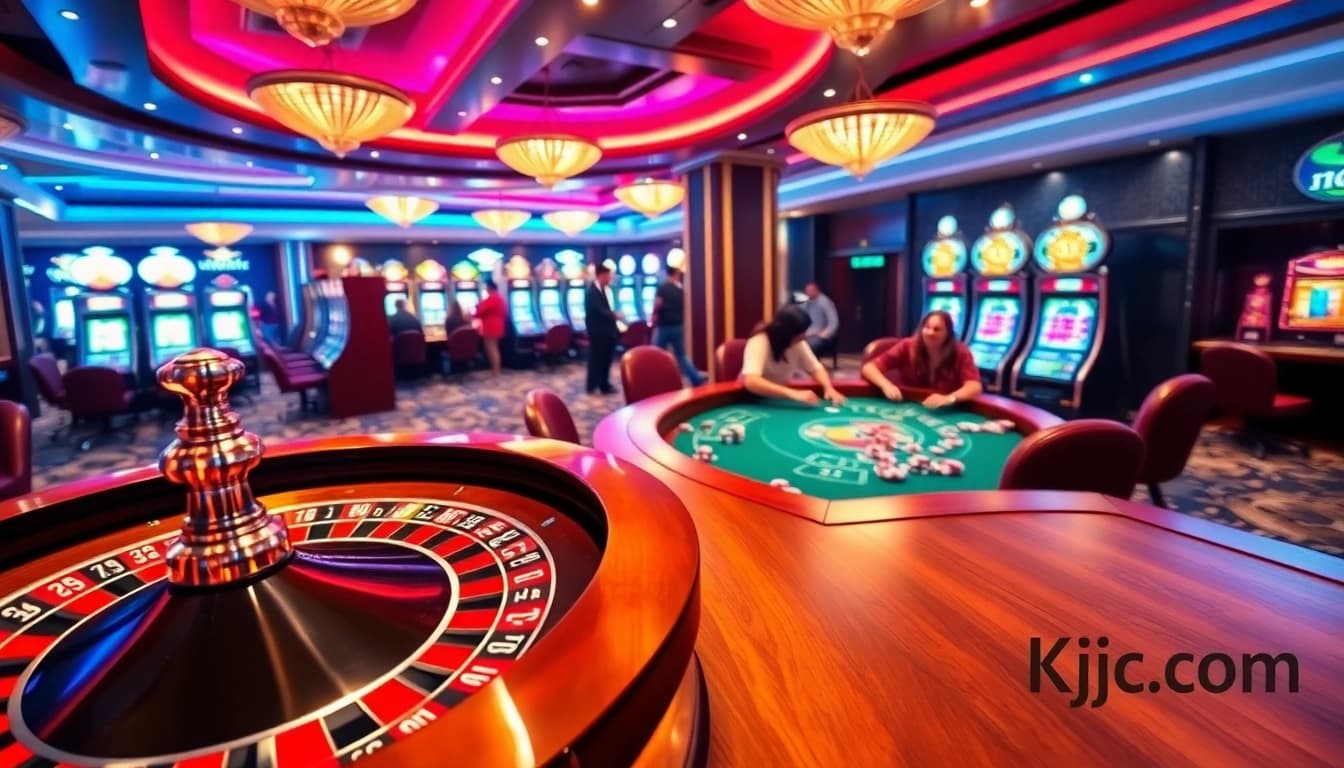 Experience thrilling gameplay at kjc.com with vibrant casino action and luxurious settings.