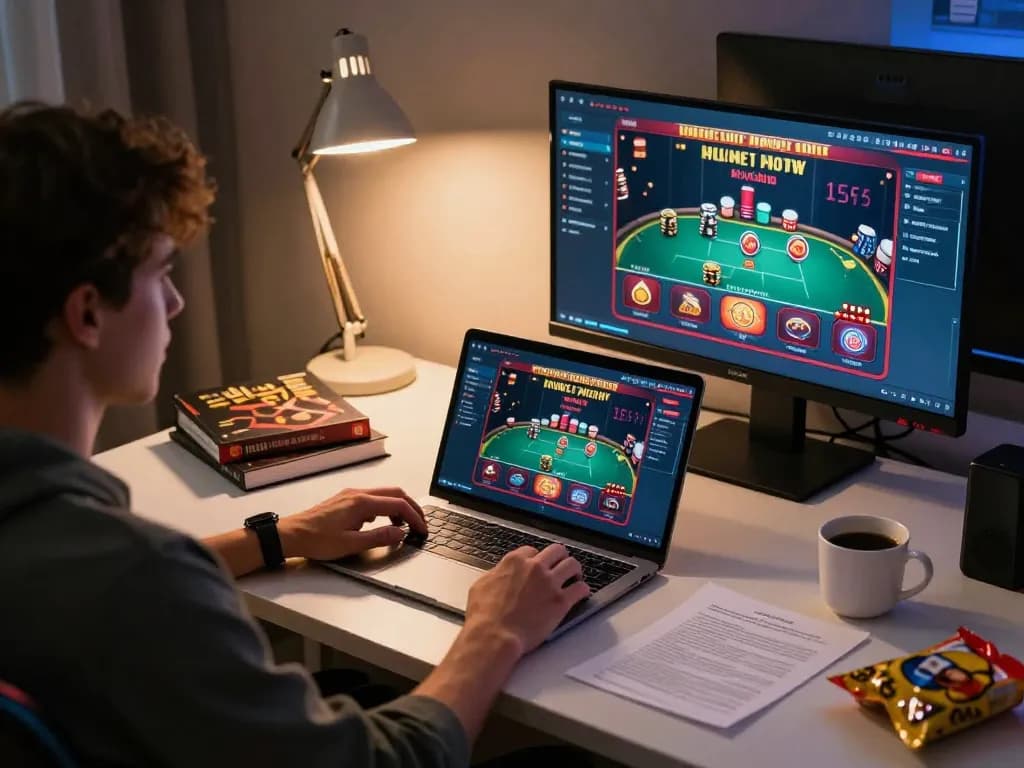 Player engaging in strategic live betting on sin88 platform while focused on multiple casino games.