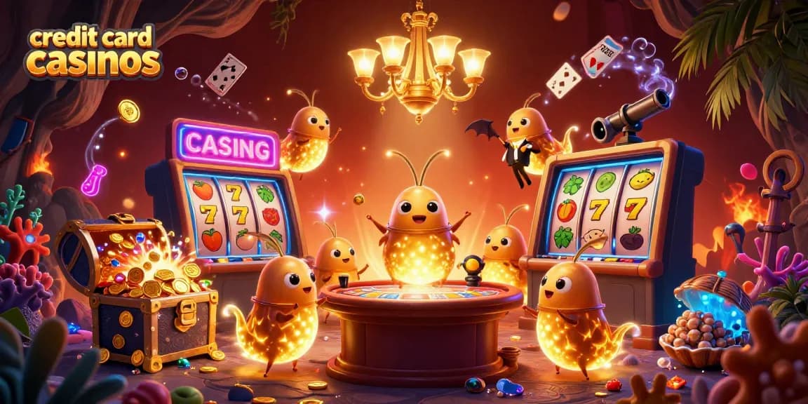 Experience thrilling gameplay at credit card casinos with vibrant 3D elements and glowing effects.