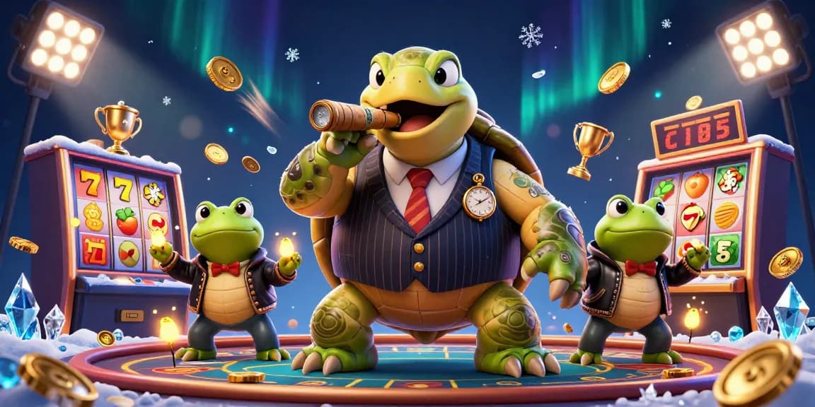 C168 unleashes thrilling slot machine excitement with a 3D mobster turtle, bullfrog enforcers, and dynamic casino elements.