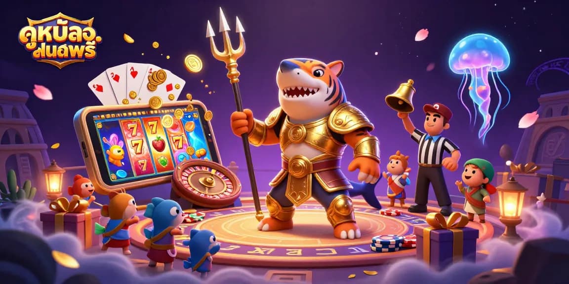 Experience ดูหนังออนไลน์ฟรี as you engage with dynamic casino elements in this vibrant underwater scene.