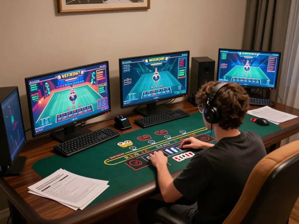 Exciting online gambling scene at hi88 with player engaged in baccarat strategy.